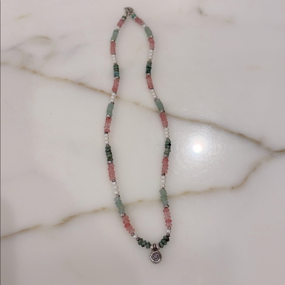 Sundance Catalog Rose Quartz, Pearl, Green Aventurine & Turquoise 925 Nk. New! - Picture 3 of 5